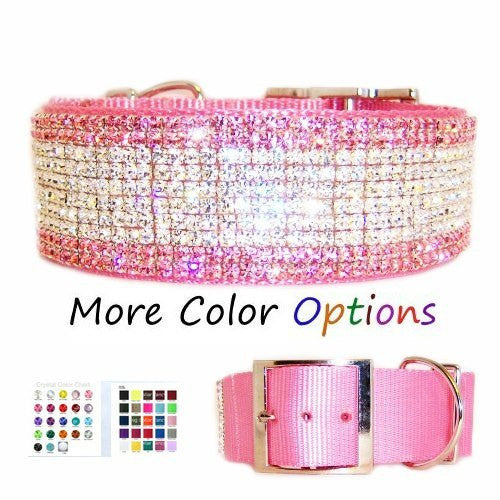 2 Inch Wide Custom Crystal Dog Collar for large dogs
