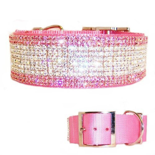 Princess Diamonds 2 Inch Wide Crystal Dog Collar - For large dogs