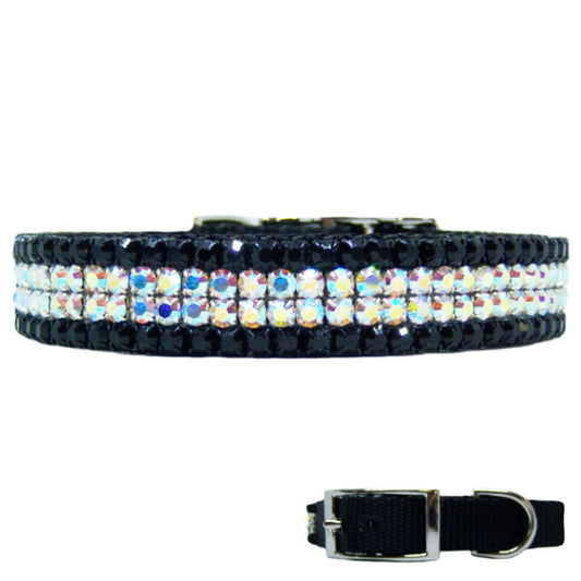 Aurora borealis and black crystal dog collar