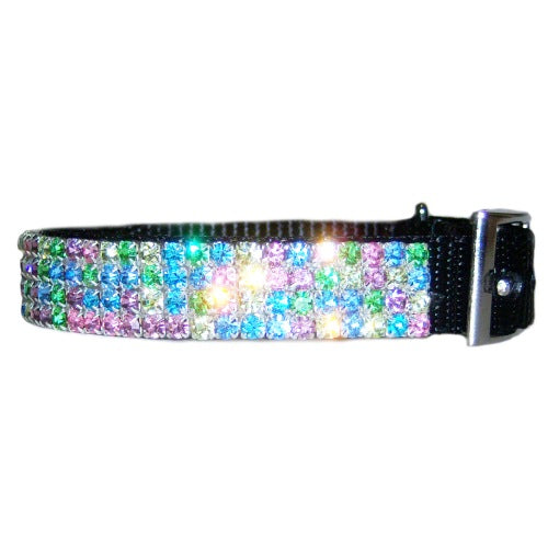 Pastel Pretty Jeweled Pet Collar For dogs and cats side view