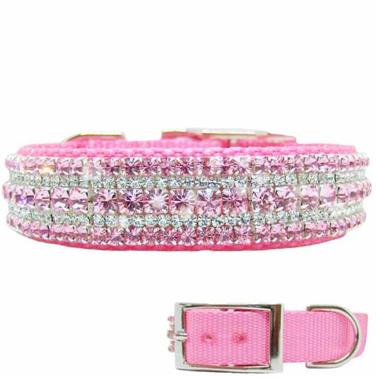 Sweet pink cotton candy crystal dog collar