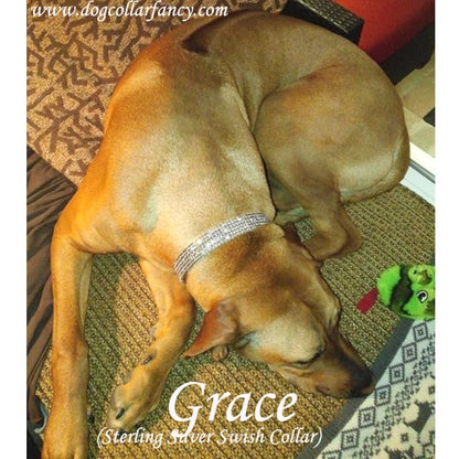 Sterling Silver Swish Jeweled Pet Collar - For dogs and cats - dog-collar-fancy