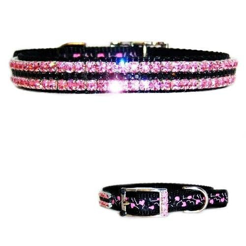 Pink Hearts Jeweled Pet Collar - For dogs and cats - dog-collar-fancy