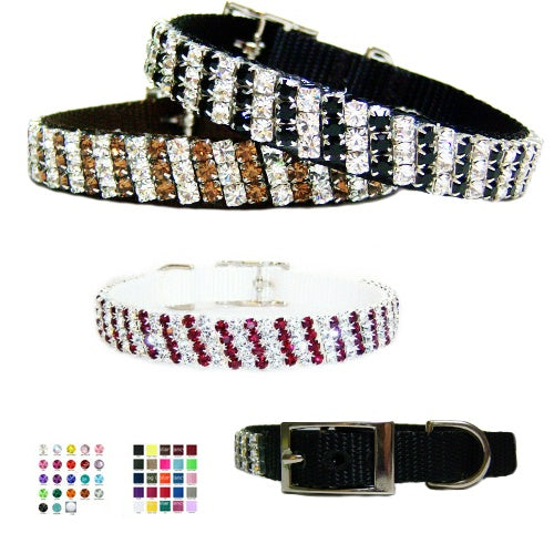 Fancy Stripes Crystal Pet Collar - For dogs and cats - dog-collar-fancy