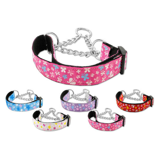 Butterflies print martingale dog collar
