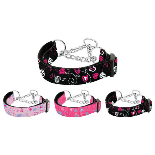 Hearts print martingale dog collar