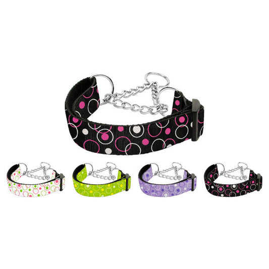 Retro dots printed martingale dog collar