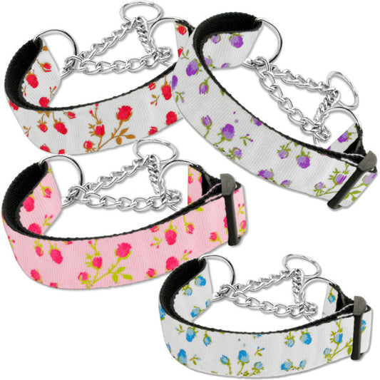 Martingale dog collars in roses print