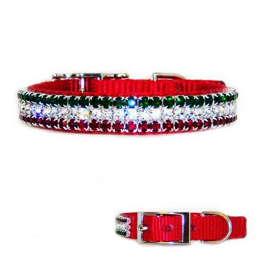 Merry Christmas Crystal Jeweled Pet Collar - For dogs and cats - dog-collar-fancy