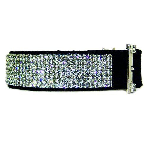 Black Diamonds 1 1/2 Inch Wide Crystal Dog Collar - For medium to large dogs - dog-collar-fancy