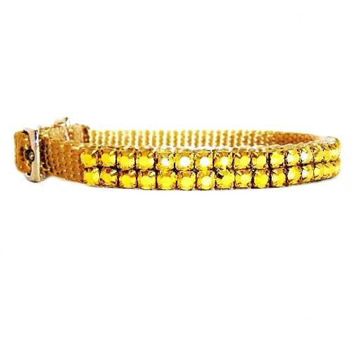 Pooch In Gold Small Crystal Pet Collar - For small dogs and cats - dog-collar-fancy