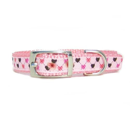 Precious Hearts Printed Nylon Pet Collar - For dogs and cats - dog-collar-fancy