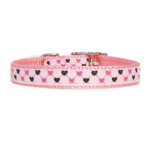 Precious Hearts Printed Nylon Pet Collar - For dogs and cats - dog-collar-fancy
