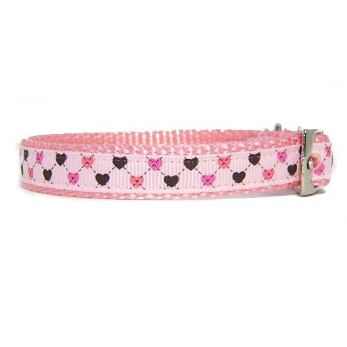 Precious Hearts Printed Nylon Pet Collar - For dogs and cats - dog-collar-fancy
