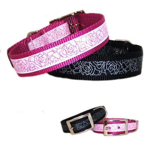 Lovely Roses printed dog collar