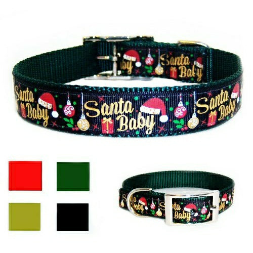 Santa Baby Christmas Dog Collar - For medium to large dogs - dog-collar-fancy
