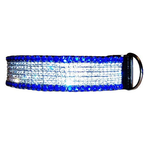 1 1/2 wide Bling Sapphire Dog Collar side view