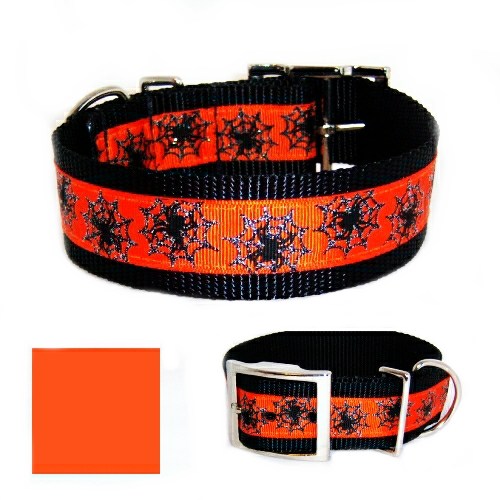 Silver Spider Webs Big Dog Collar - For large dogs - dog-collar-fancy