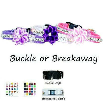 Small Crystal Collar with Flower - For small dogs and cats