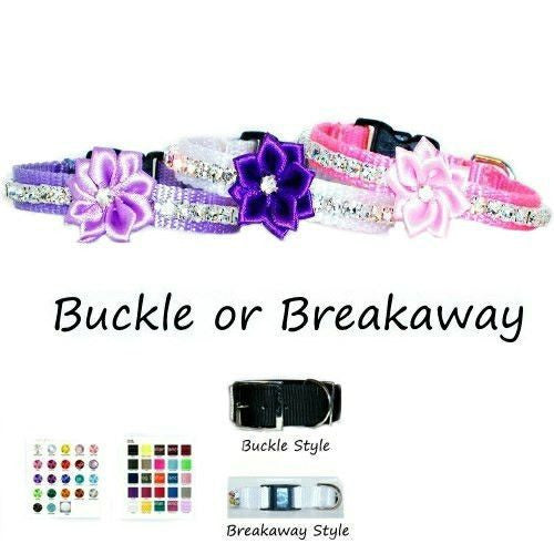 Small Crystal Collar with Flower - For small dogs and cats