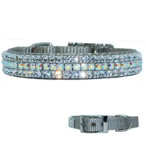 Silver gray collar with clear and aurora borealis crystals