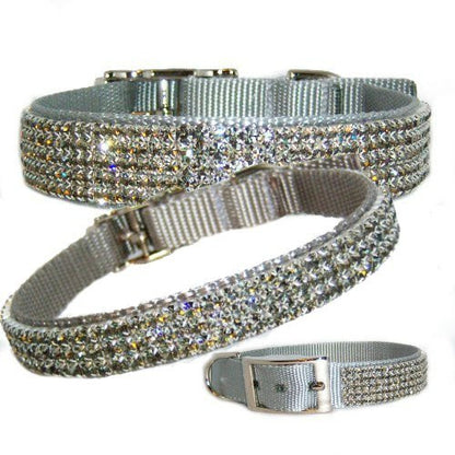 Sterling Silver Swish Jeweled Pet Collar - For dogs and cats - dog-collar-fancy