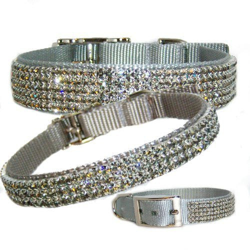 Sterling Silver Swish Jeweled Pet Collar - For dogs and cats - dog-collar-fancy