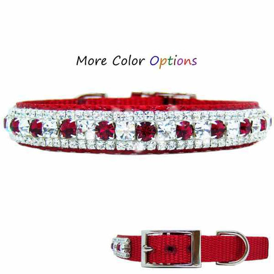 Custom fancy hand set crystal pet collar in a beautiful pattern